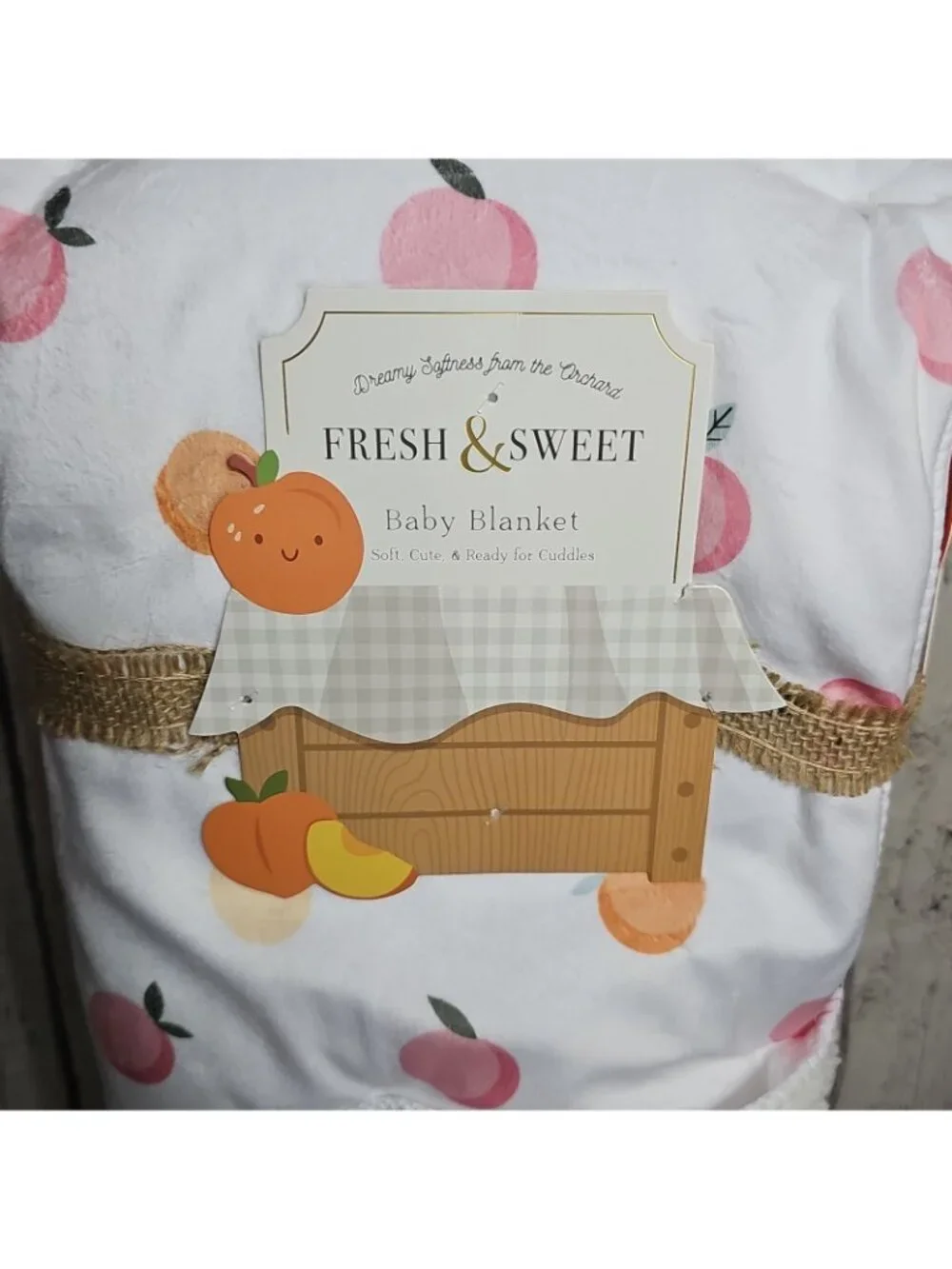 Peach Peaches Baby Blanket Soft Reversible Sherpa Fresh and Sweet 30 x 40